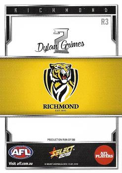 2018 Select AFL Club Team Sets - Richmond Tigers #R3 Dylan Grimes Back